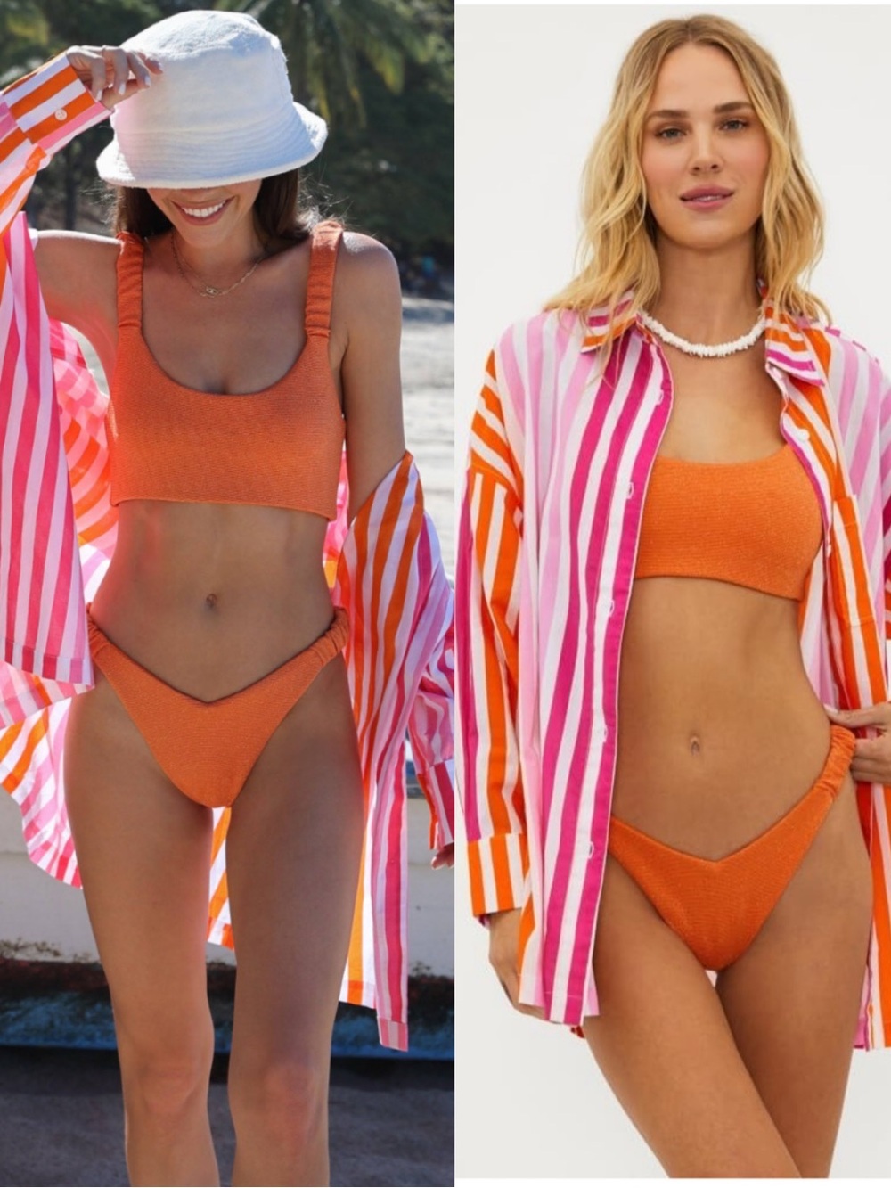 New Beach Riot Alexa Button Up Top in Sunset Stripes